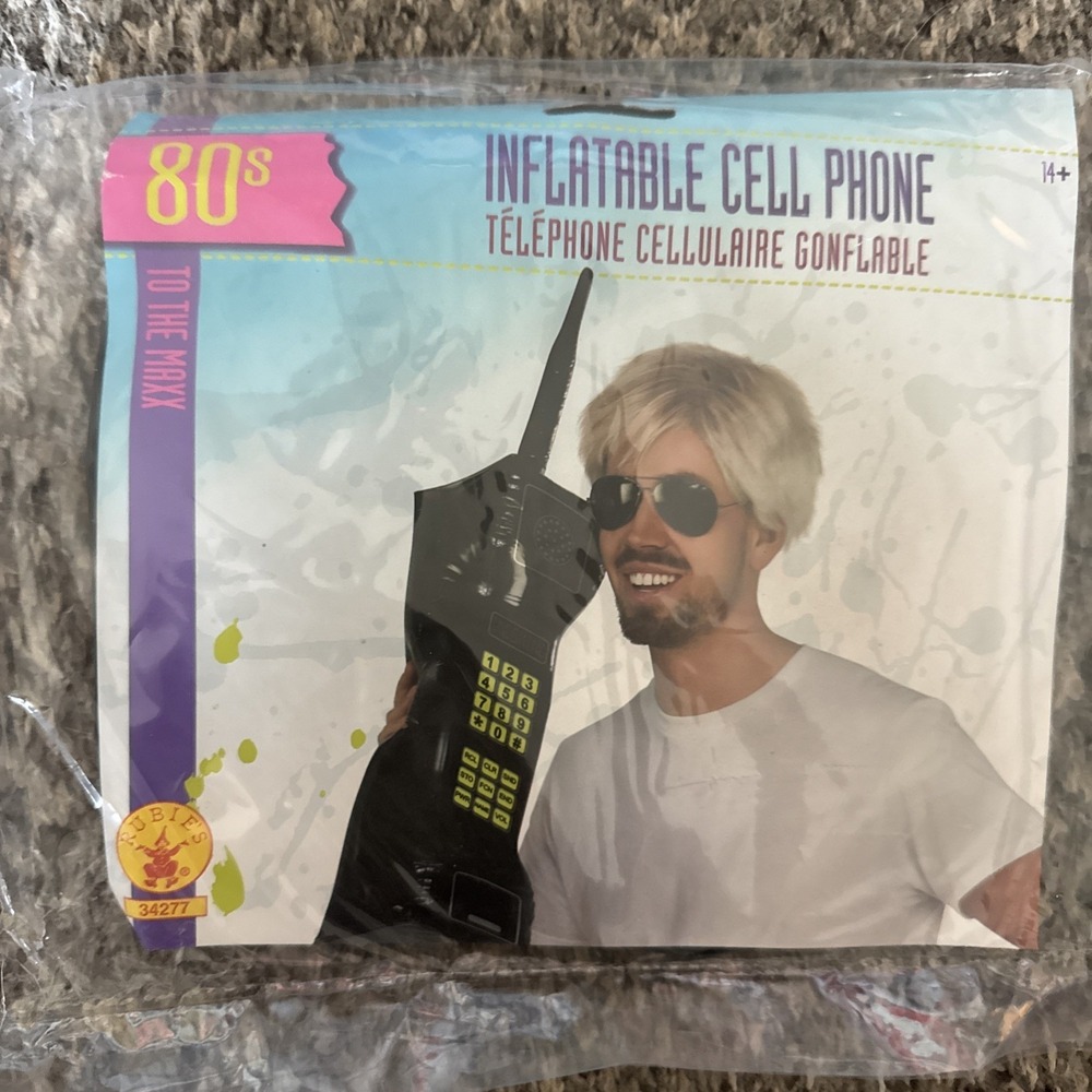 80s novelty prop, inflatable retro mobile black phone